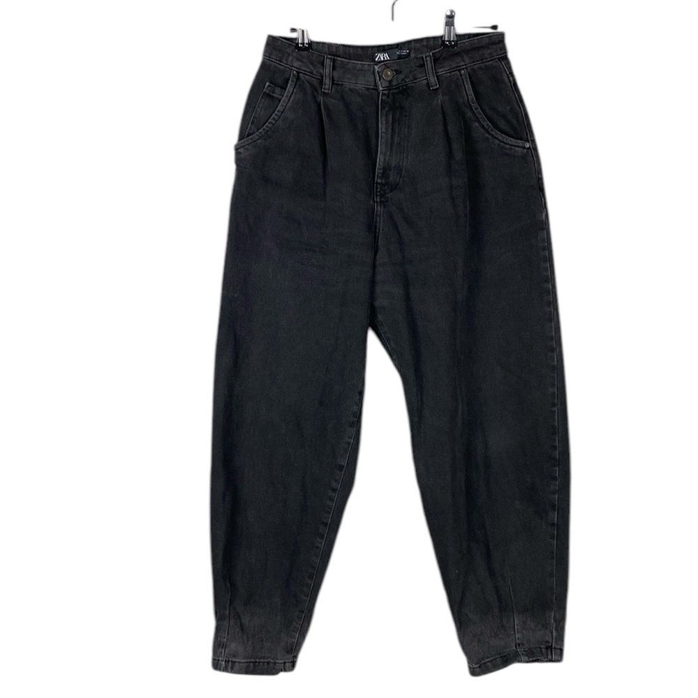 Zara black grey wash balloon leg denim